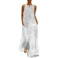 thumbnail image 1 of Maui Polynesian Silver Wedding Long Dress Elegant gown wom's summer jumpsuit Dress, 1 of 6