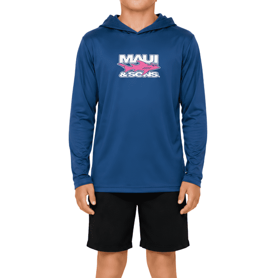 Maui and Sons Fish Out of Water Hooded Long Sleeve Sun Shirt for Boys Made With 50+ UPF Protection Moisture Wicking Fabric Designed for Everyday Comfort