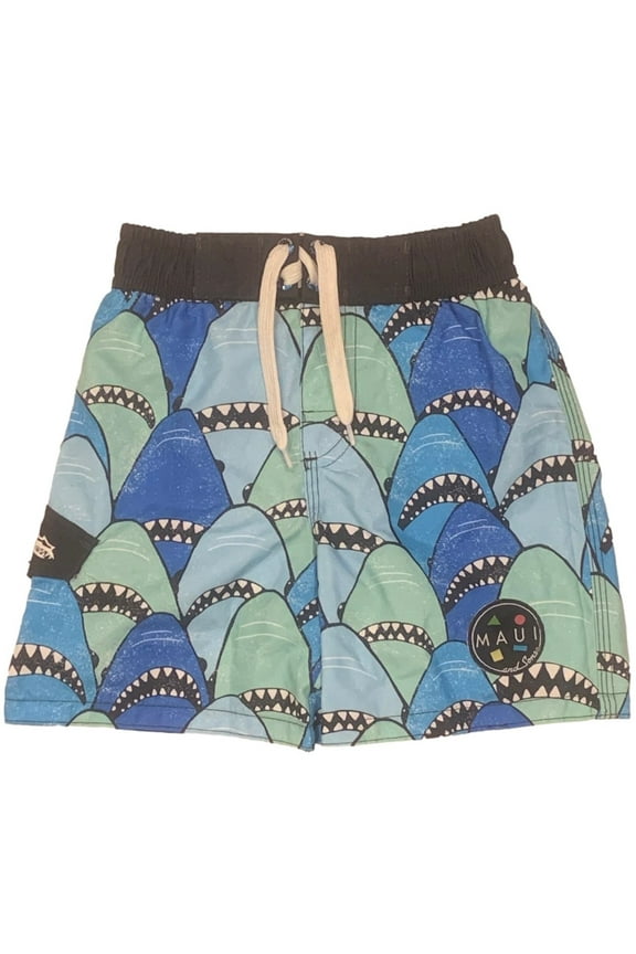 Maui & Sons Toddler Boys' Shark Teeth Swim Trunks, Size 2T