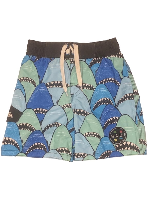 Maui & Sons Toddler Boys' Shark Teeth Swim Trunks, Size 2T