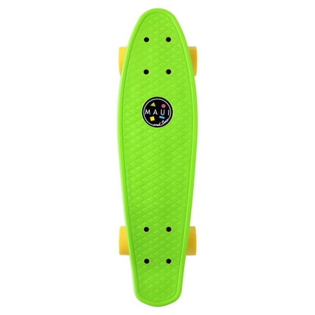 Maui and Sons 22 inch Green Cookie Logo Retro Cruiser Skateboard, 60mm Diameter PU Wheels