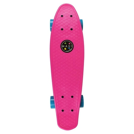 Maui and Sons 22 inch Pink Cookie Logo Retro Cruiser Skateboard, 60mm Diameter PU Wheels