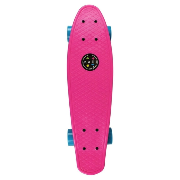 Maui and Sons 22 inch Pink Cookie Logo Retro Cruiser Skateboard, 60mm Diameter PU Wheels