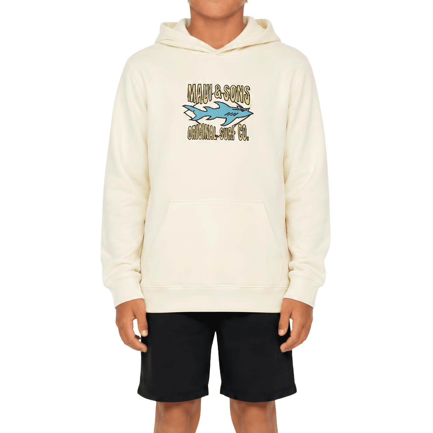 Maui and Sons Boys Shark Surf Fleece Pullover Hoodie Double Sided Graphic Sweatshirt