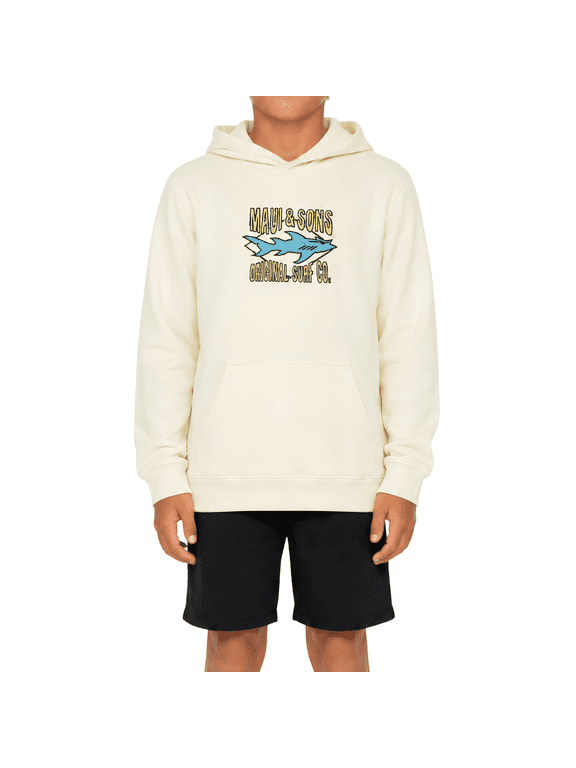 Boys Shark Surf Fleece Pullover Hoodie Double Sided Graphic Sweatshirt