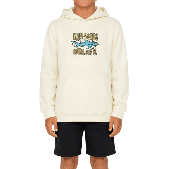 Maui and Sons Boys Shark Surf Fleece Pullover Hoodie Double Sided Graphic Sweatshirt