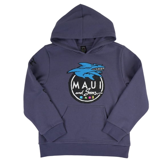 Maui and Sons Boys Fleece Hoodie, Twisted Logo Pullover, Dusk, Back-to-School Warm Layer