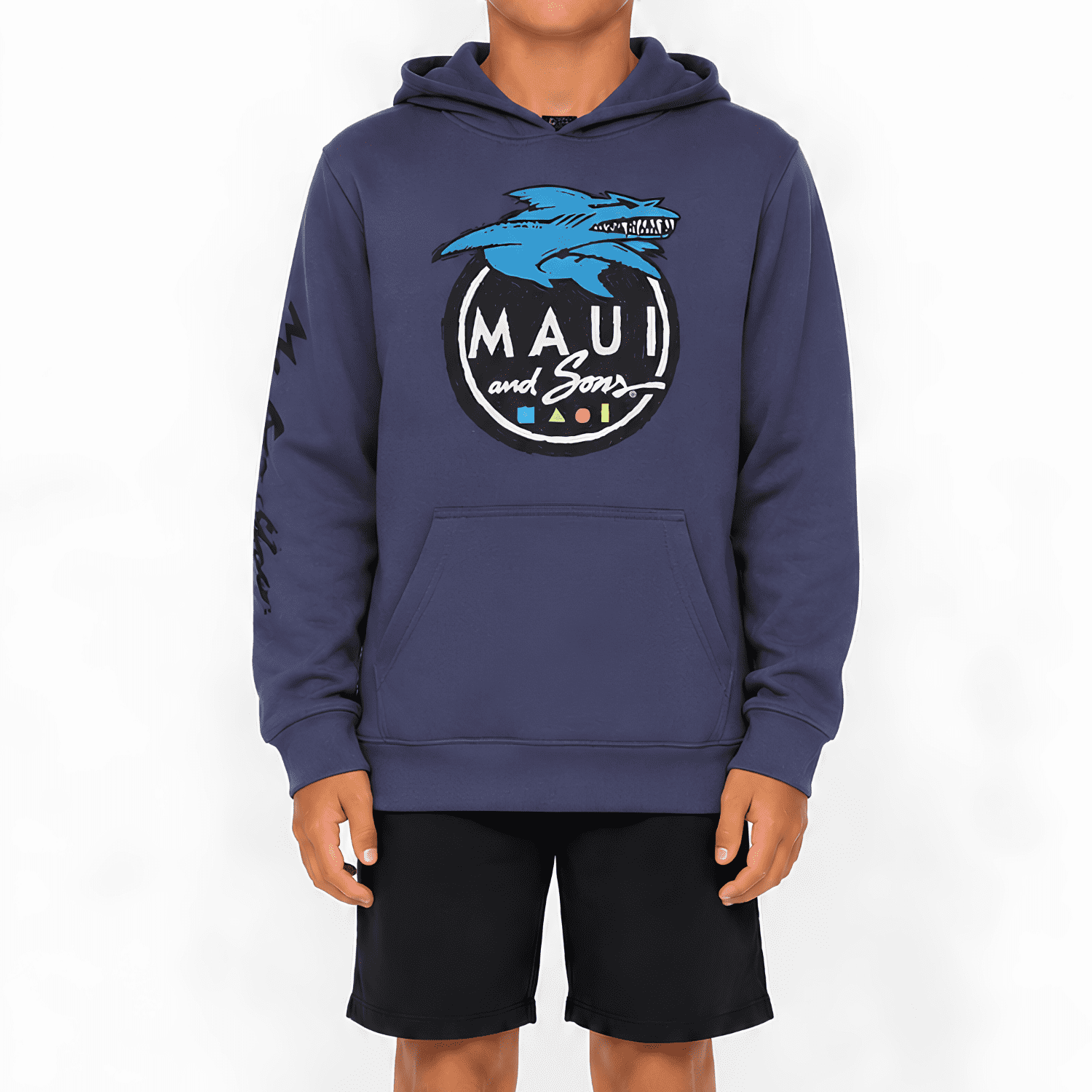 Maui and Sons Boys Twisted Shark Fleece Pullover Hoodie Double
