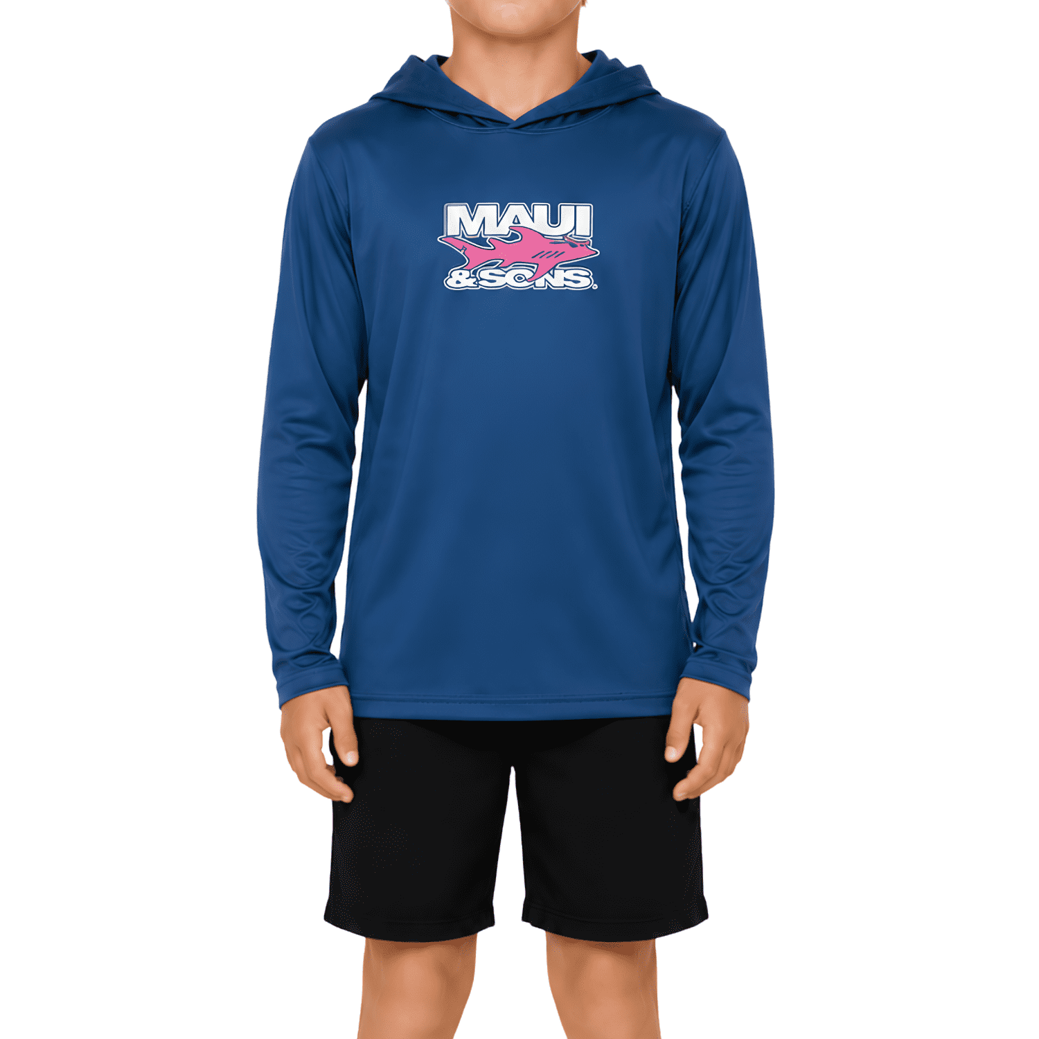 Maui and Sons Fish Out of Water Hooded Long Sleeve Sun Shirt for Boys Made With 50+ UPF Protection Moisture Wicking Fabric Designed for Everyday Comfort