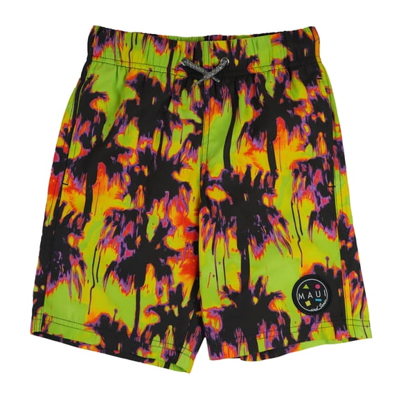 Maui and Sons Boys Swim Shorts, Palmera Tropical Pool Trunks, Maui Yellow, Summer Funwear