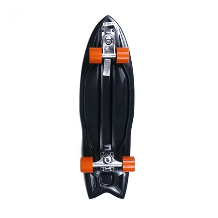 Maui and Sons Caster 30” Black Surf Skateboard with Printed Sunset Grip Tape, 60 mm x 25mm Wheels