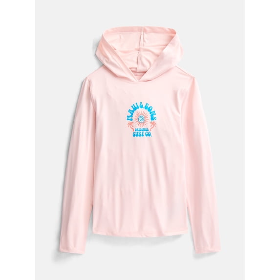 Maui and Sons Girl's Endless Vibes Hooded Long Sleeve Sun Shirt for Girls Made With 50+ UPF Protection Moisture Wicking Fabric Designed for Everyday Comfort