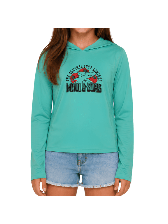 World Pieces Hooded Long Sleeve Sun Shirt for Girls Made With 50+ UPF Protection Moisture Wicking Fabric Designed for Everyday Comfort