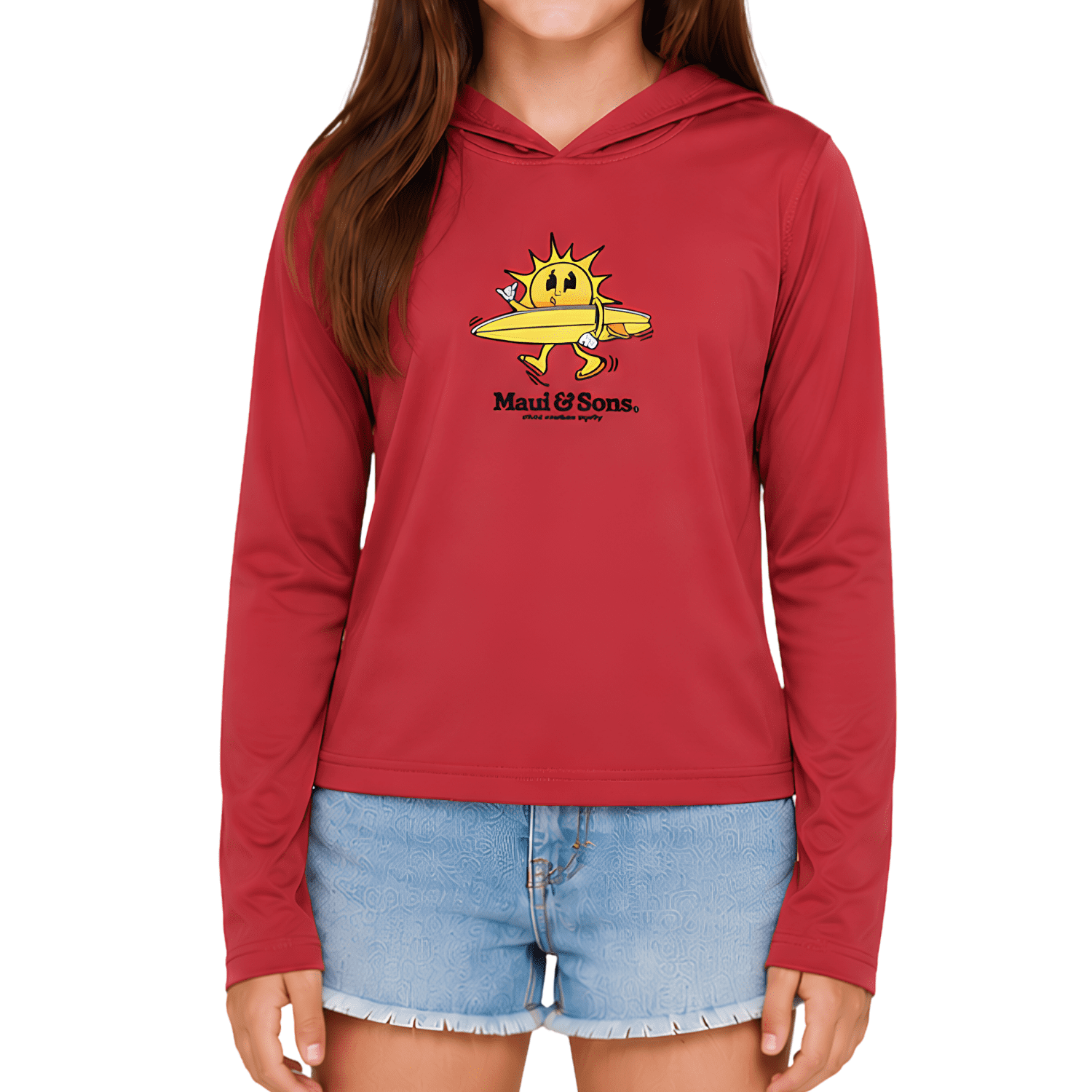 Maui and Sons Outside Hooded Long Sleeve Sun Shirt for Girls Made With 50+ UPF Protection Moisture Wicking Fabric Designed for Everyday Comfort