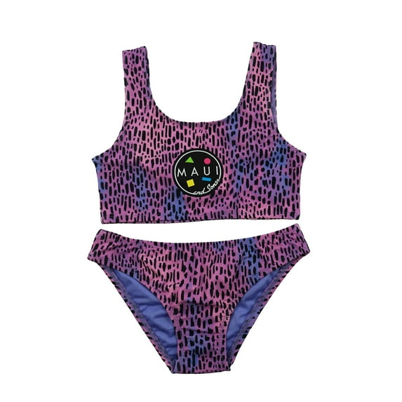 Maui and Sons Girls Organica Two-Piece Swimsuit, High Performance Stretch Bikini Bathing Suit and Athletic Swimwear for Kids
