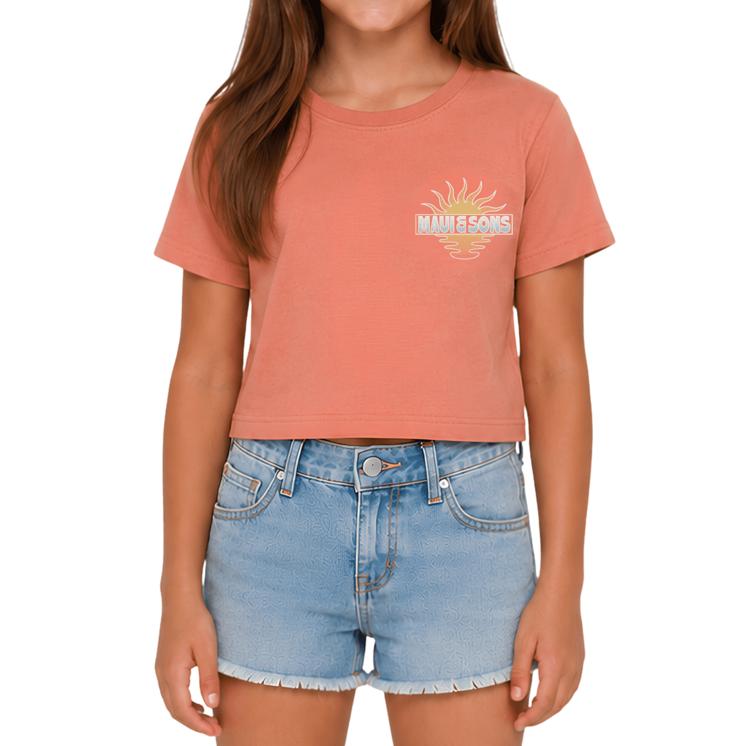 Maui and Sons Chill Vibes Short Sleeve Girl's T-Shirt Crew Neck Graphic Tee Inspired by California Surf Culture & Designed for Everyday Comfort