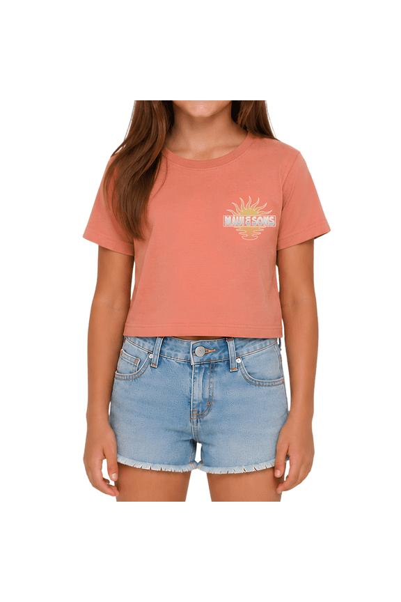 Chill Vibes Short Sleeve Girl's T-Shirt Crew Neck Graphic Tee Inspired by California Surf Culture & Designed for Everyday Comfort