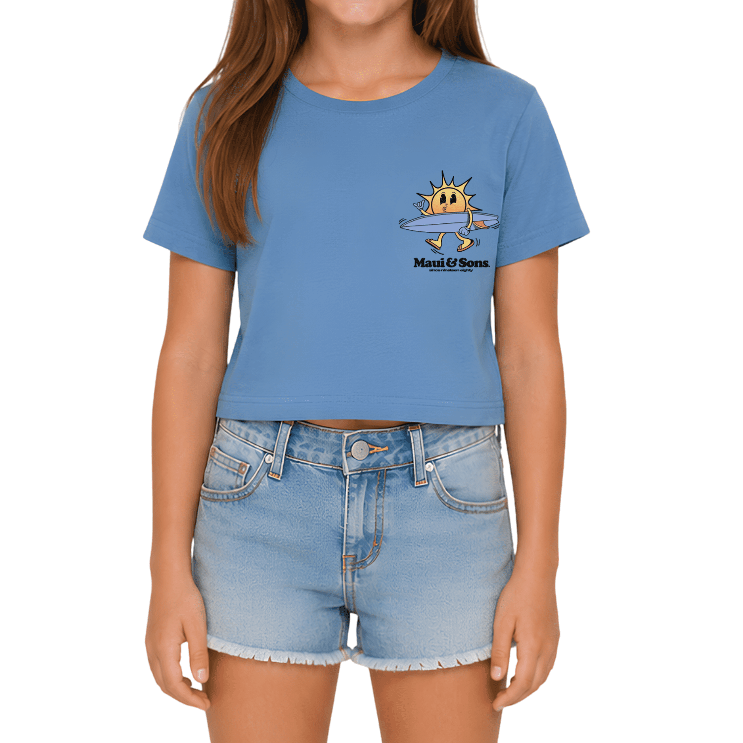 Maui and Sons Outside Short Sleeve Girl's T-Shirt Crew Neck Graphic Tee Inspired by California Surf Culture & Designed for Everyday Comfort