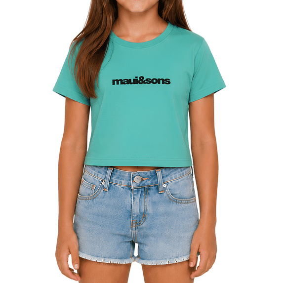 Maui and Sons Real Pure Short Sleeve Girl's T-Shirt Crew Neck Graphic Tee Inspired by California Surf Culture & Designed for Everyday Comfort