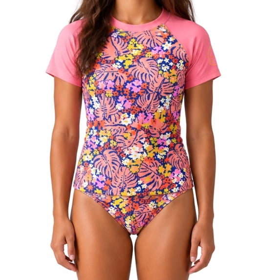 Maui and Sons Girl's Maui Garden Two-Piece Swimsuit, High Performance Stretch Bikini Bathing Suit and Athletic Swimwear for Kids