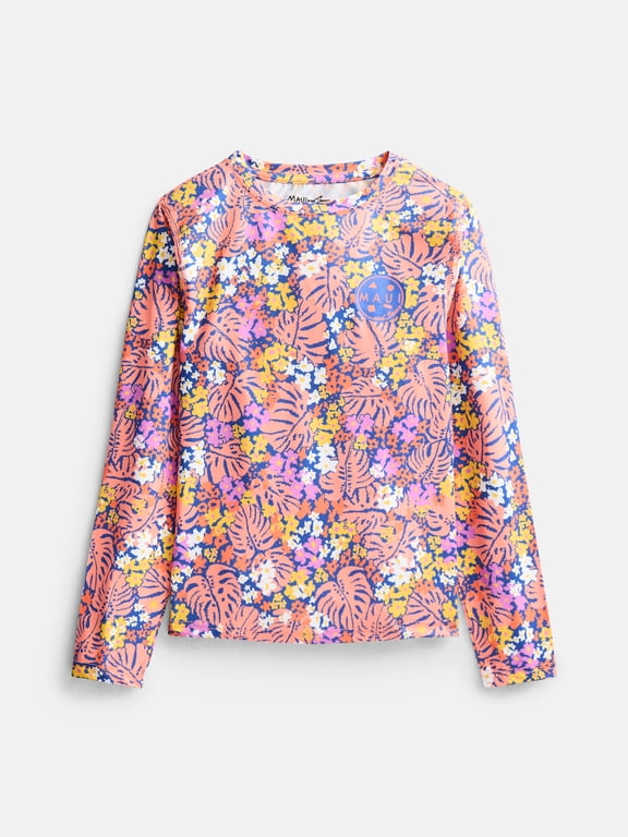 Girl's Maui Garden Long Sleeve Sun Shirt Made With 50+ UPF Protection Moisture Wicking Fabric Designed for Everyday Comfort