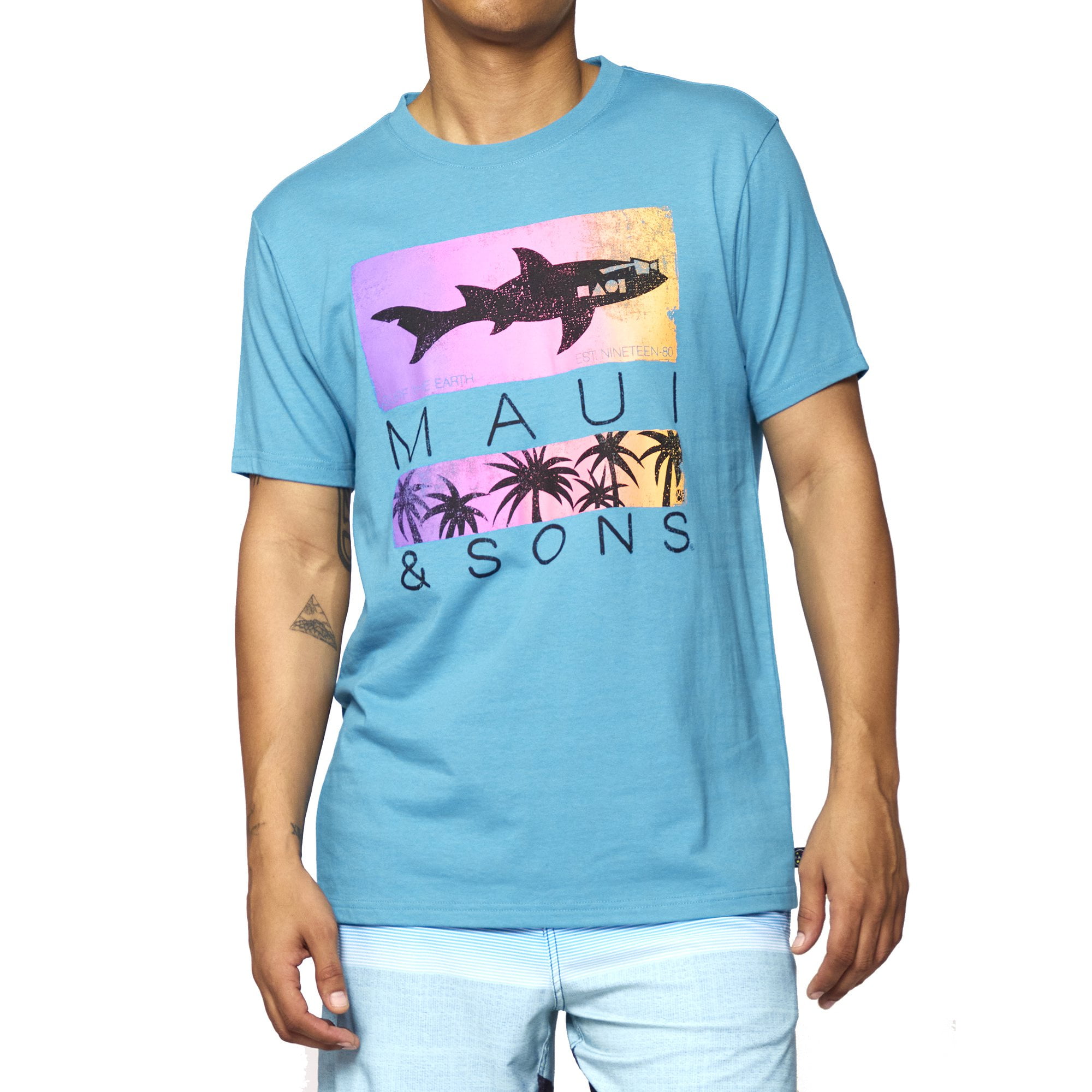 Maui and Sons Men s Earth Surf Short Sleeve T Shirt Walmart