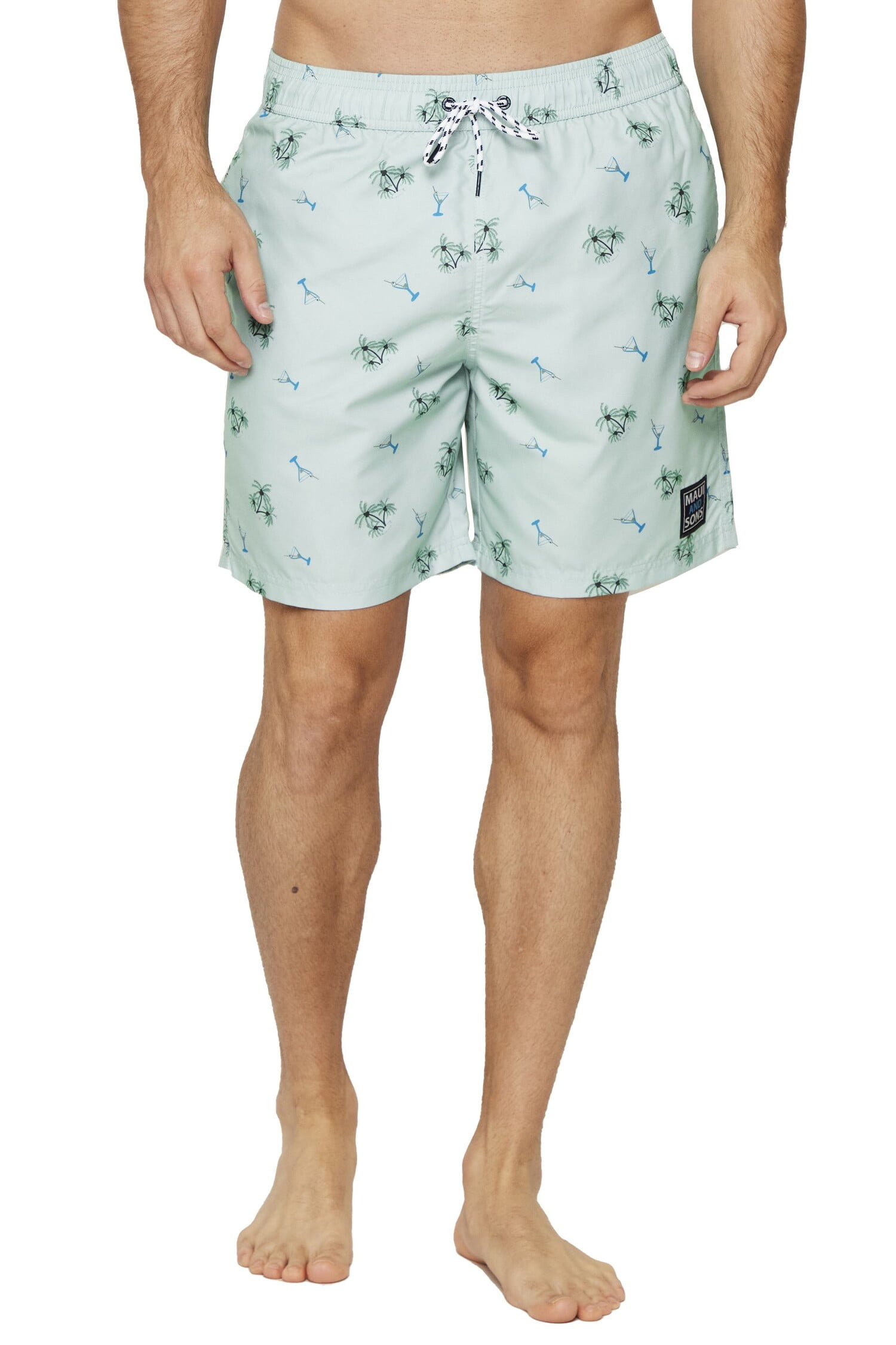 Maui and Sons Men s Palms Martinis Pool Short Aqua Walmart