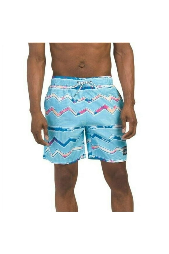 Men's Zig Zag Cruzer Print Beach Pool Swim Shorts
