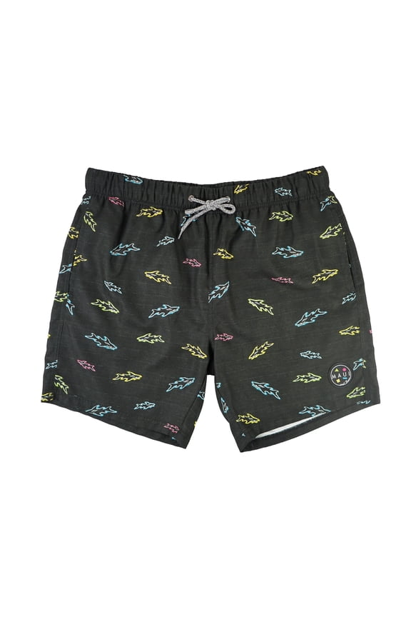 Mens Boardshorts Ten Thousand Black Shark Print Swim Trunks