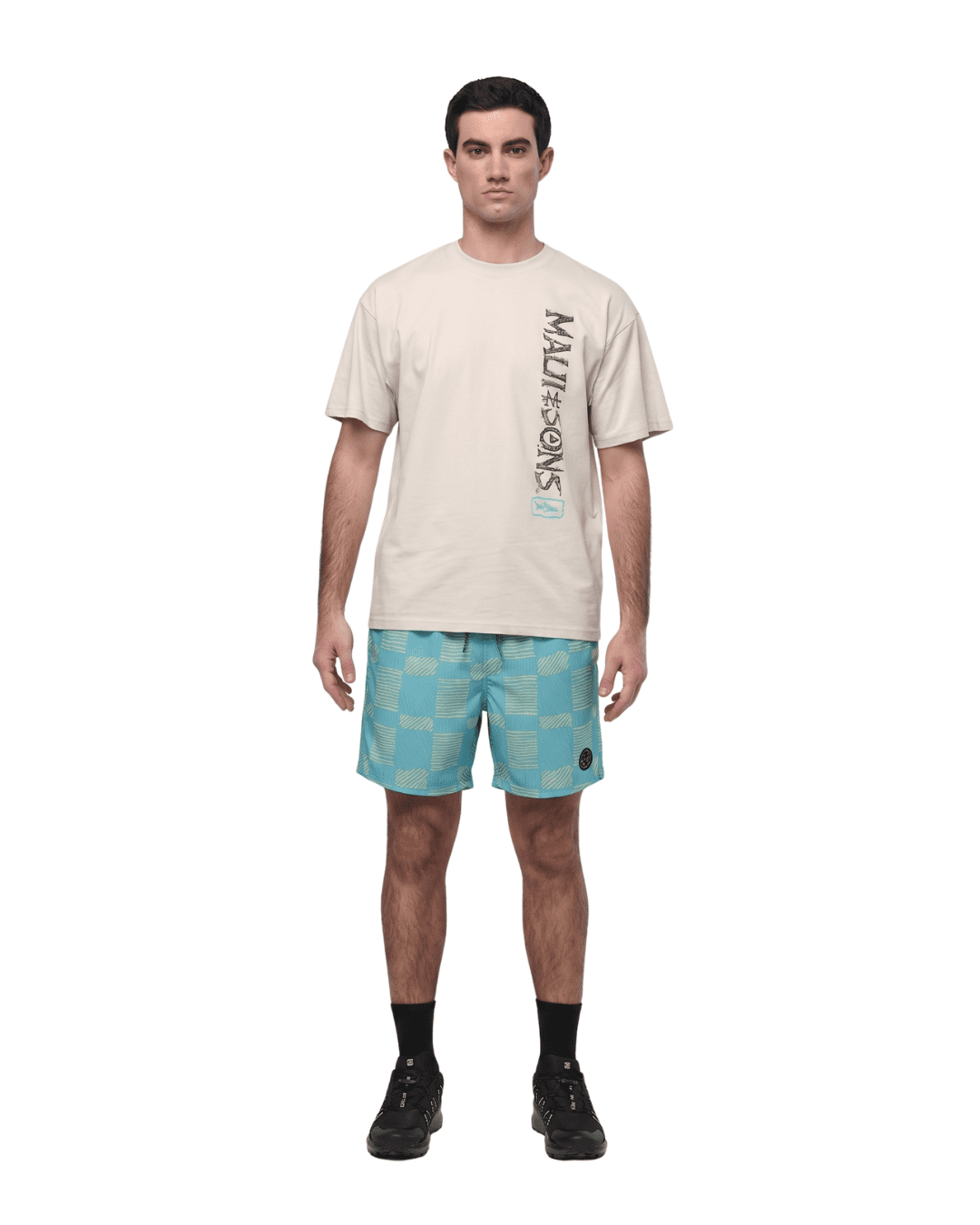 Maui and Sons Uncarved Check Men's Swim Trunks | Classic Deep Ocean Quick Drying Pool Shorts Inspired by California Surf Culture & Designed for Everyday Comfort