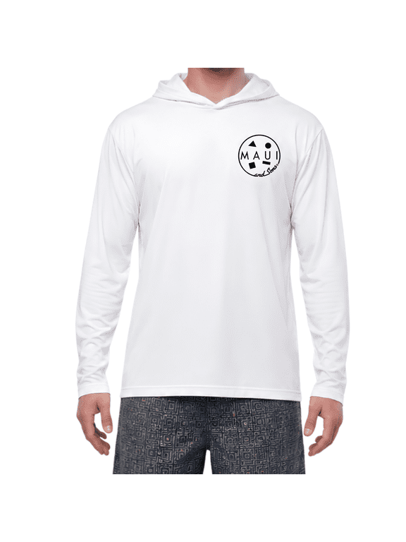 Classic Cookie White Hooded Long Sleeve Sun Shirt for Men Made With 50+ UPF Protection Moisture Wicking Fabric Designed for Everyday Comfort