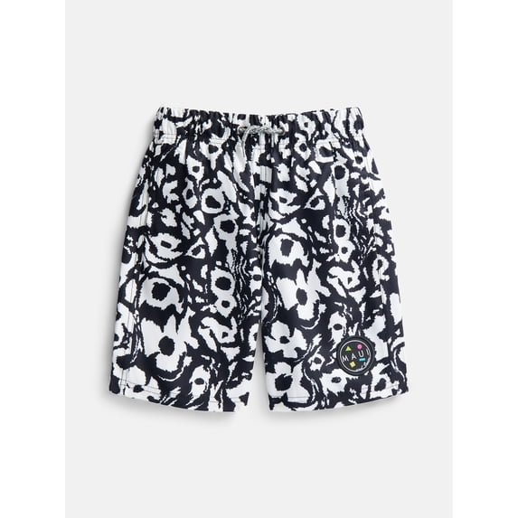 Maui and Sons Boy's Zipper Black Pool Shorts Quick Drying Swim Trunks Inspired by California Surf Culture & Designed for Everyday Comfort