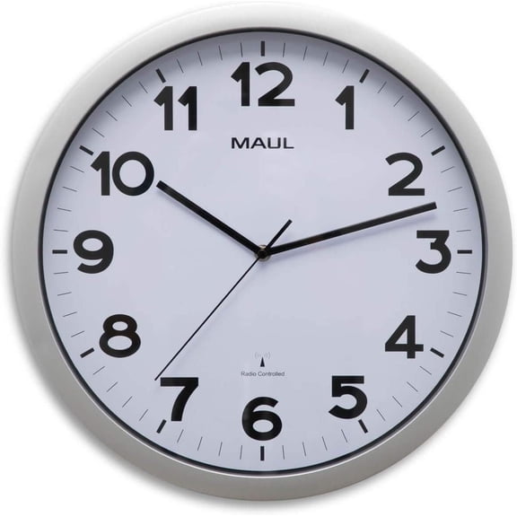 Maul Radio Controlled Clock, Silver, Diameter 40 cm diameter 40 cm Silver
