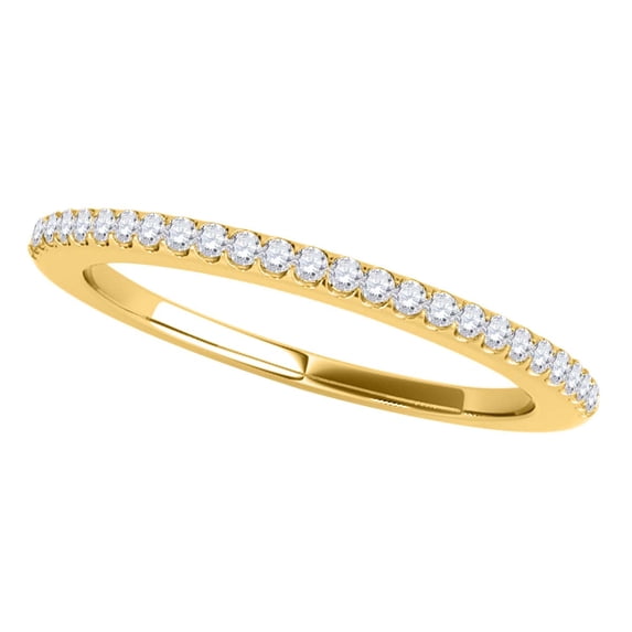 Mauli Jewels 0.14 Carat Diamond Wedding Band for Women in 4-Prong 14K Solid Yellow Gold