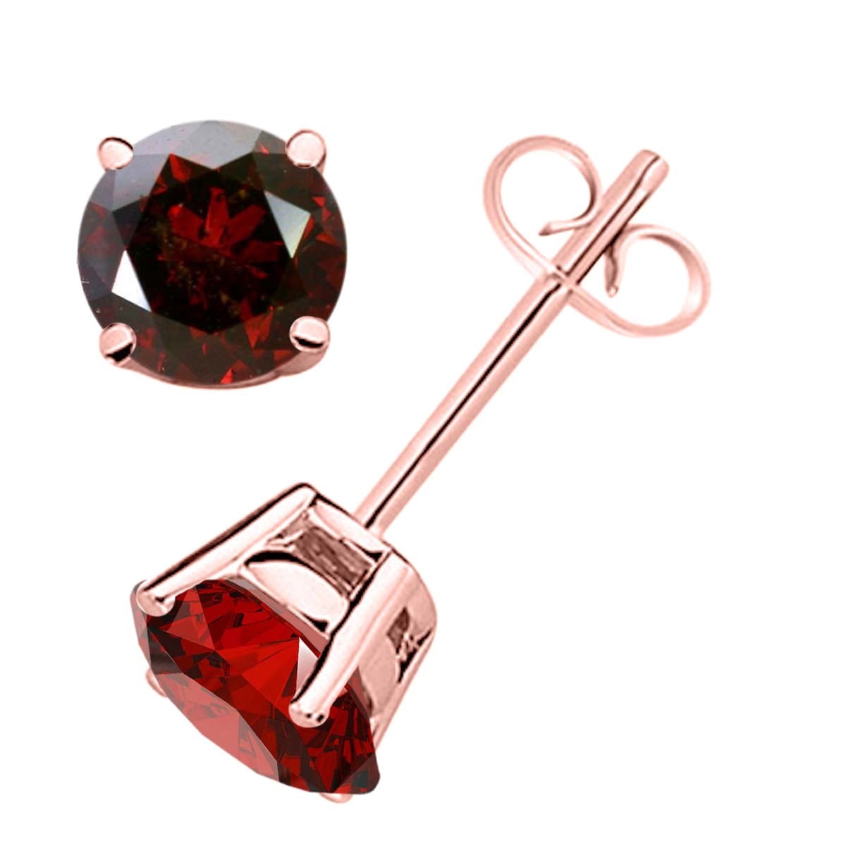 Mauli Jewels 0.25 to 2.00 Carat Diamond Stud Earrings for Women, Natural Round 4-Prong, 14K Solid Rose Gold, Jewelry Gift