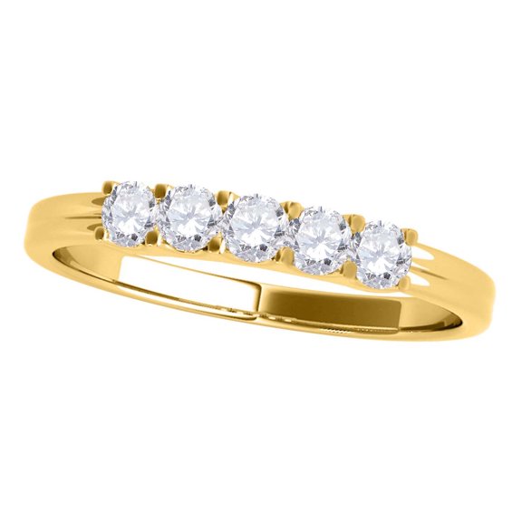 Mauli Jewels 0.25 Carat Five Stone Round Diamond Engagement Ring | 10K Rose White Yellow Gold | Natural Diamond Prong Setting Ring for Women
