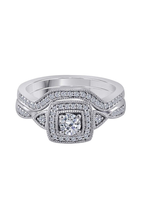 0.50 Carat Diamond Bridal Set Engagement Ring for Women 10K Rose, White & Yellow Gold, 4-Prong Setting, Gift for her