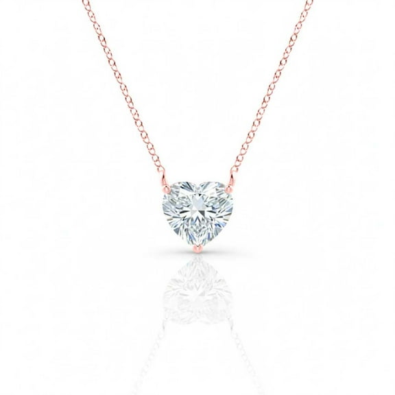 Mauli Jewels 1.50 Carat Heart Shape Lab Grown Diamond Pendant Necklace for Women in 14K Gold | EF VS1 Clarity | Minimal Heart Jewelry Gift with Gold Cable Chain