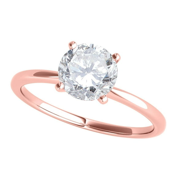 Mauli Jewels 0.50 Carat Round Diamond ( I-J/ I1-I2 ) Prong Set Solitaire Ring In 10K Solid Rose Gold, Ring Size 8.5
