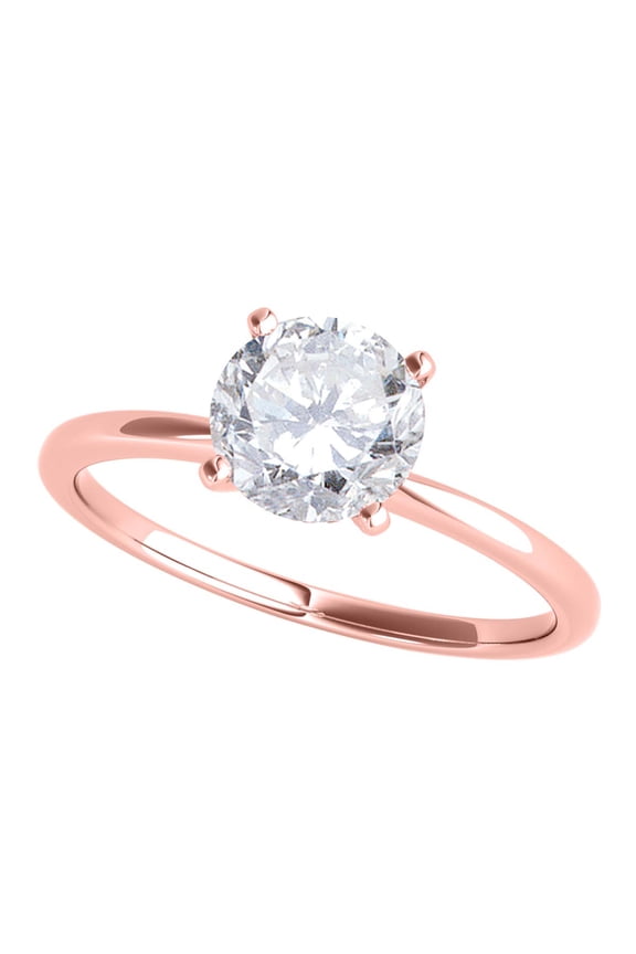 0.50 Carat Round Diamond ( I-J/ I1-I2 ) Prong Set Solitaire Ring in 10K Rose Gold, Ring Size 8
