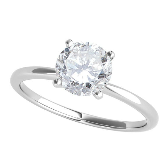 Mauli Jewels 0.50 Carat Round Diamond ( I - J/ I1 - I2 ) Prong Set Solitaire Ring in 10K White Gold, Ring Size 6.5