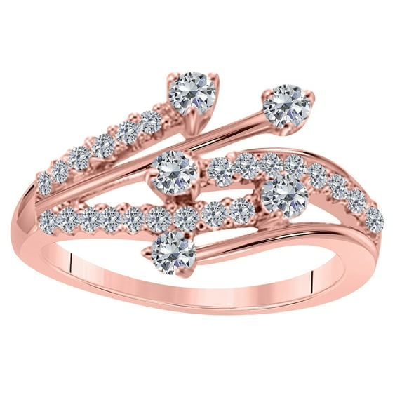 Mauli Jewels 0.55 Carat Fancy Diamond Engagement Rings for Women 4 Prong 14K Rose Gold Wedding Rings, Gifts for Her