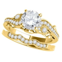 Mauli Jewels 0.60 Carat Diamond Engagement Rings for Women, 4-Prong, 14K Solid Yellow Gold Wedding and Promise Ring Gifts for Her