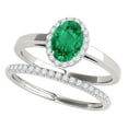 thumbnail image 1 of Mauli Jewels 0.70 Carat Emerald And Diamond Bridal Engagement Rings for Women, 4 Prong 10K White Gold Wedding Ring Set Gifts for Her, 1 of 6
