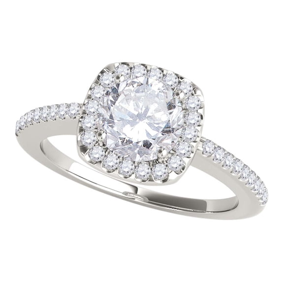 Mauli Jewels 0.75 CT Halo Natural Diamond Engagement Ring, Round Cut 4-Prong Setting, 14K Rose White & Yellow Gold Bridal Ring for Women