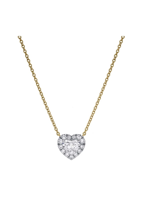 1.00 Carat Labgrown Heart Diamond Pendant Necklace for Women in 14K Yellow Gold, E-F Color VS1 Clarity Elegant Jewelry Gift