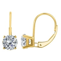 Mauli Jewels 1.00 Carat Lab-Grown Diamond Leverback Earrings, 14K Yellow Gold, Brilliant Cut