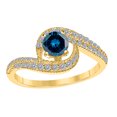 thumbnail image 1 of Mauli Jewels 1.00 Carat Natural Round Blue & White Diamond/ Halo Style/ Curved/ Engagement Ring 4 Prong-Setting10K Solid White/ Rose/ Yellow Gold for women, 1 of 6