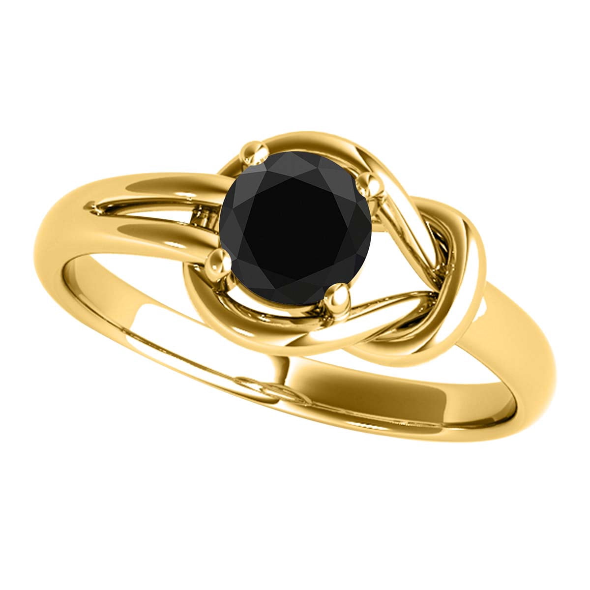 MauliJewels 1.00 Carat Natural Black Diamond Engagement Ring for Women | Round Black Diamond Solitaire | 14K White Gold, Rose Gold, Yellow Gold | Statement Bridal Ring