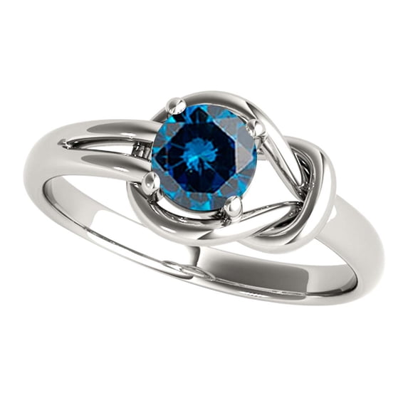 MauliJewels 1.00 Carat Natural Blue Diamond Engagement Ring for Women | Round Blue Diamond Solitaire | 14K White Gold, Rose Gold, Yellow Gold | Statement Bridal Ring